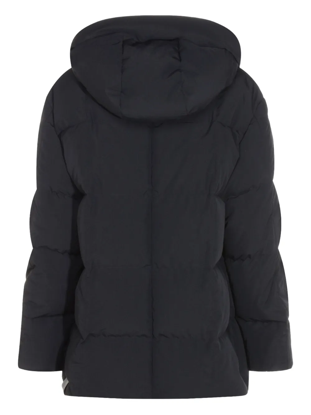 Jil Sander Hooded Long Padded Quilted Jacket In Black
