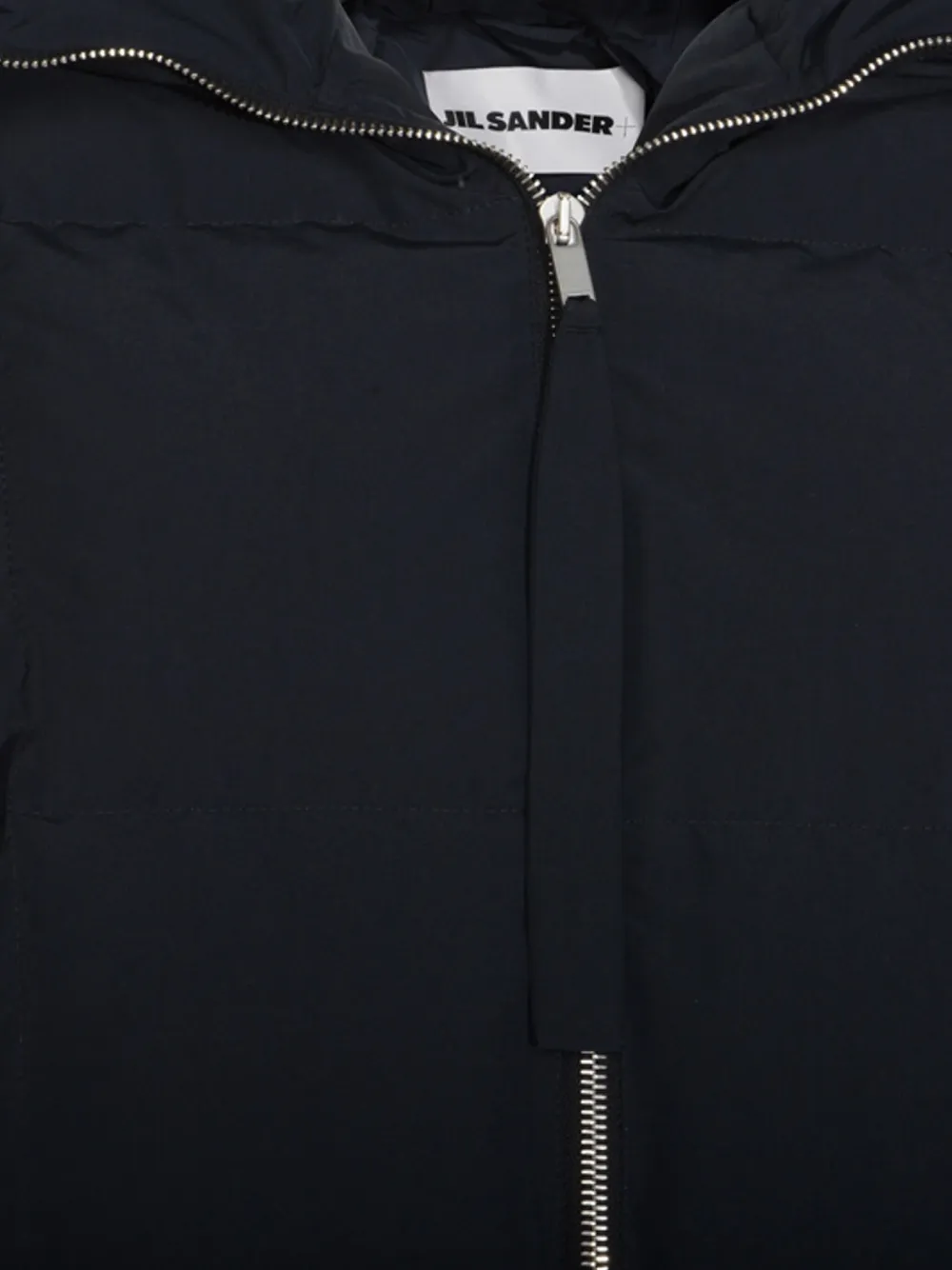 Jil Sander Hooded Long Padded Quilted Jacket In Black