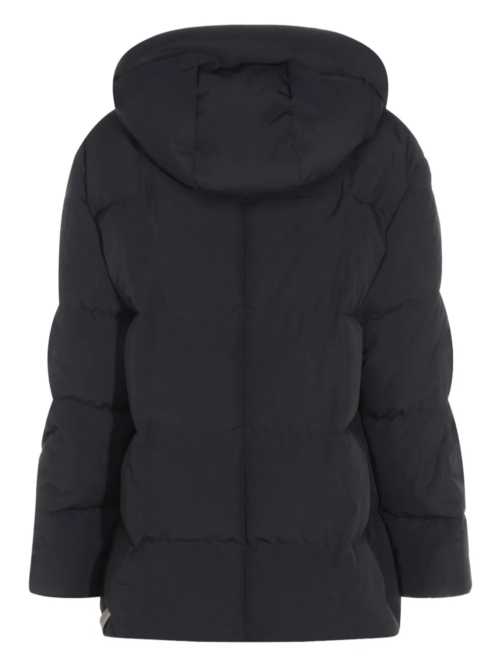 Jil Sander Hooded Long Padded Quilted Jacket In Black
