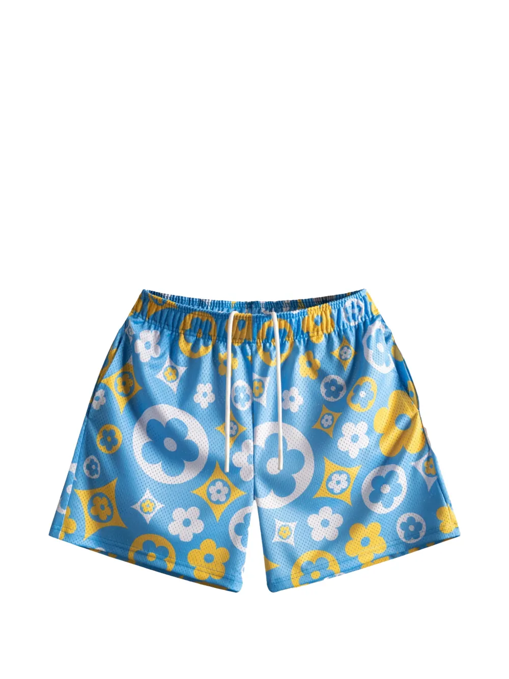Bravest Studios Uni flower-print mesh track shorts - Blu