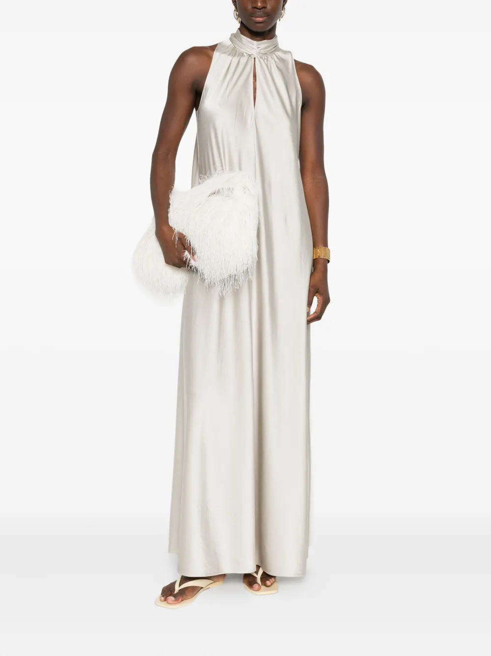 Forte Forte tie-neck maxi dress - Wit