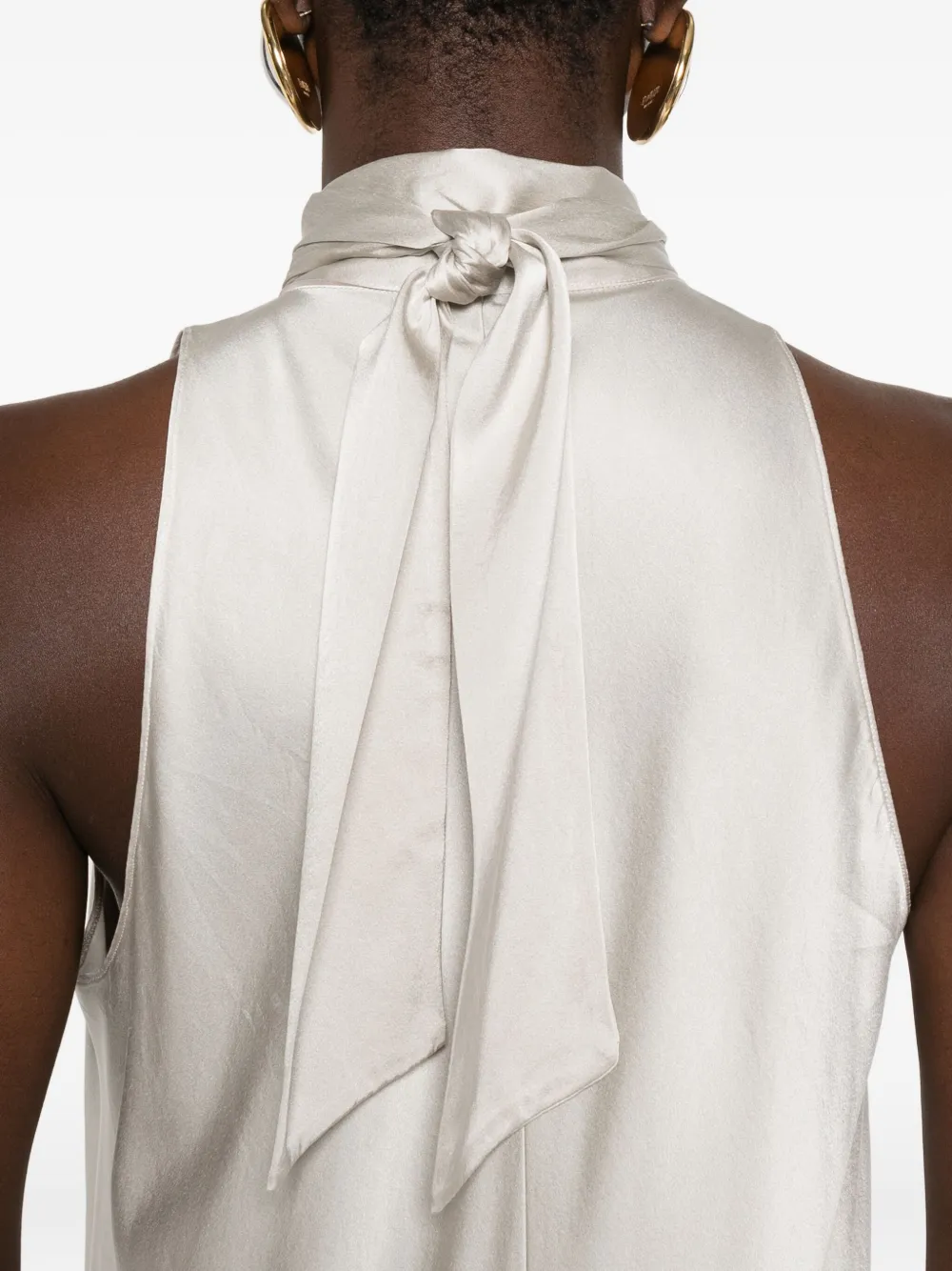 Forte Maxi-jurk met gestrikte hals Wit