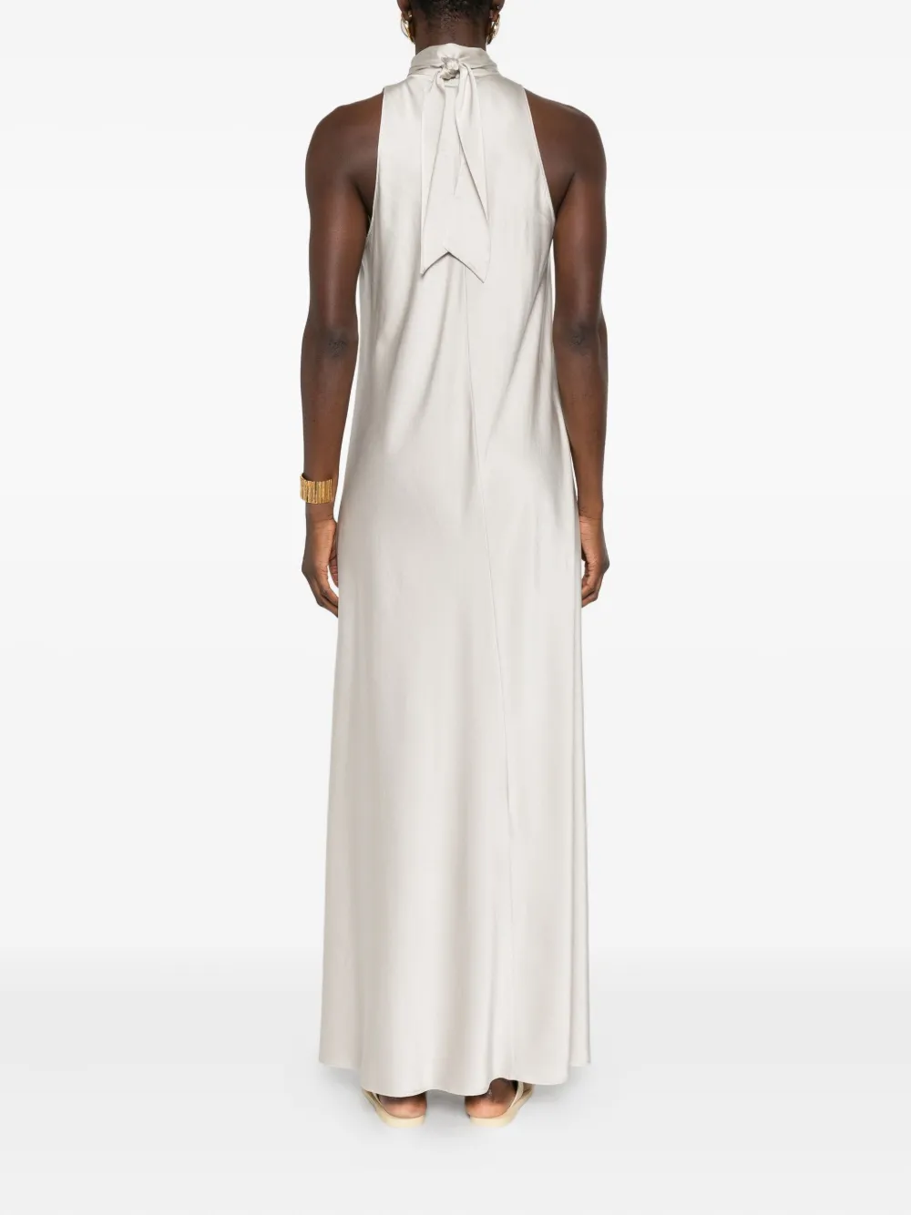 Forte Maxi-jurk met gestrikte hals Wit