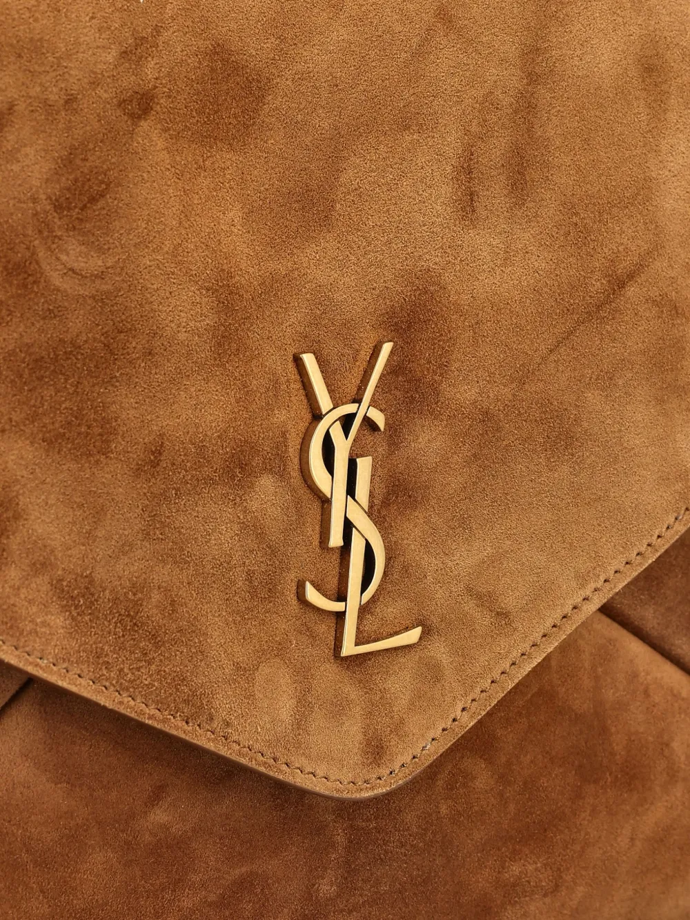 Saint Laurent Extra Extra Large Suede Cassandre Envelope Wallet On Chain In Brown