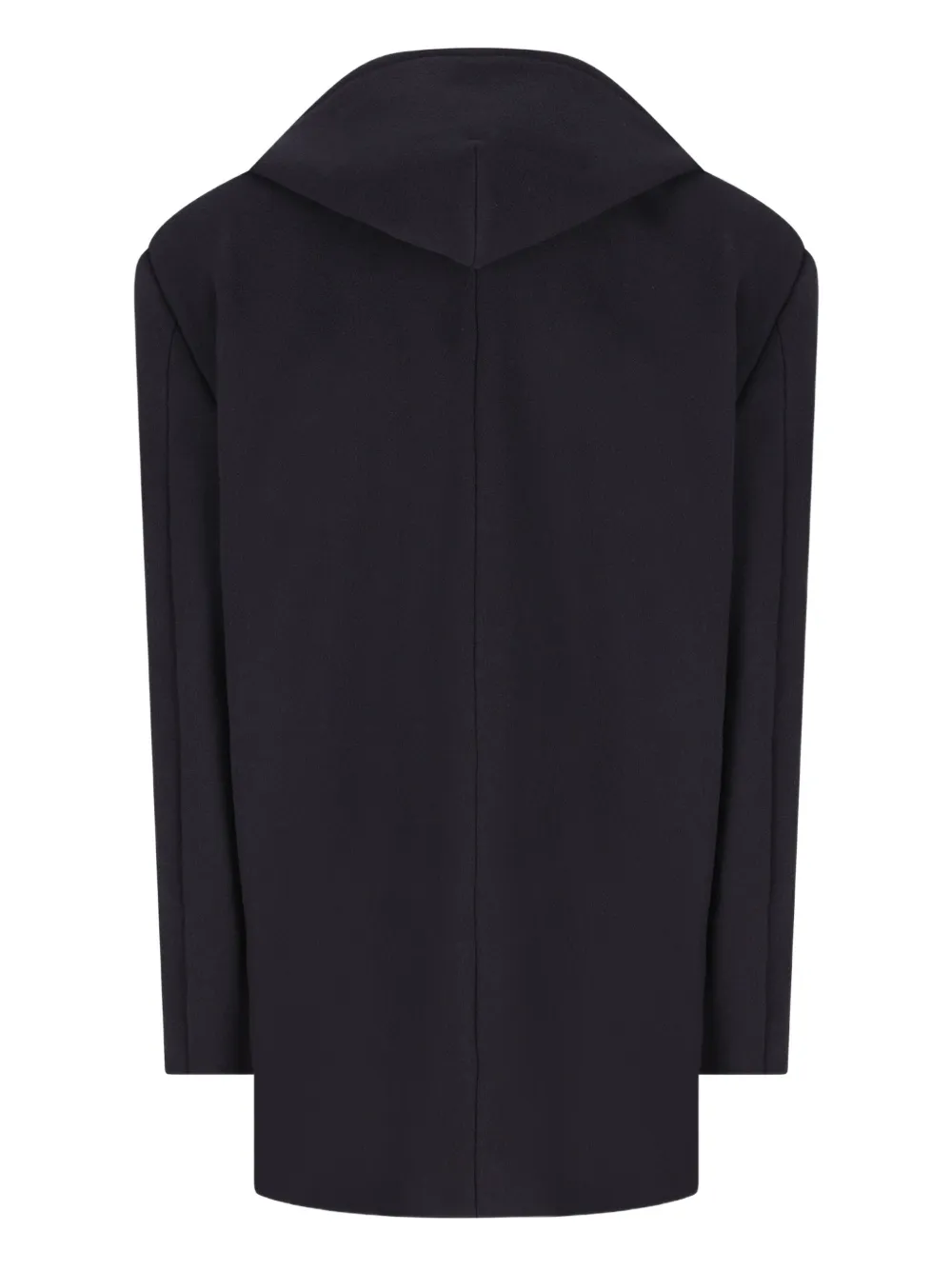 Balenciaga Hooded Wool Coat In Blue