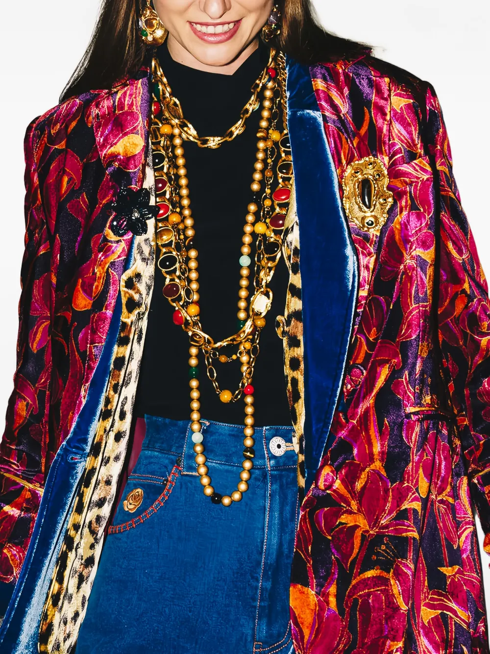 Maliparmi Lily´s Ballet Floral-print Velvet Jacket In Red