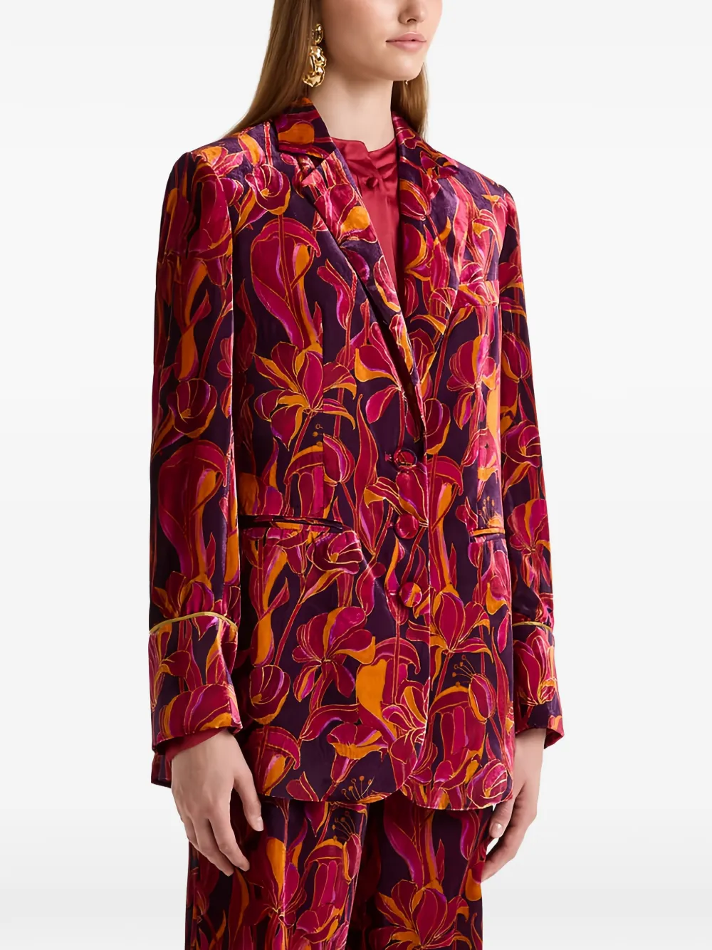 Maliparmi Lily´s Ballet Floral-print Velvet Jacket In Red
