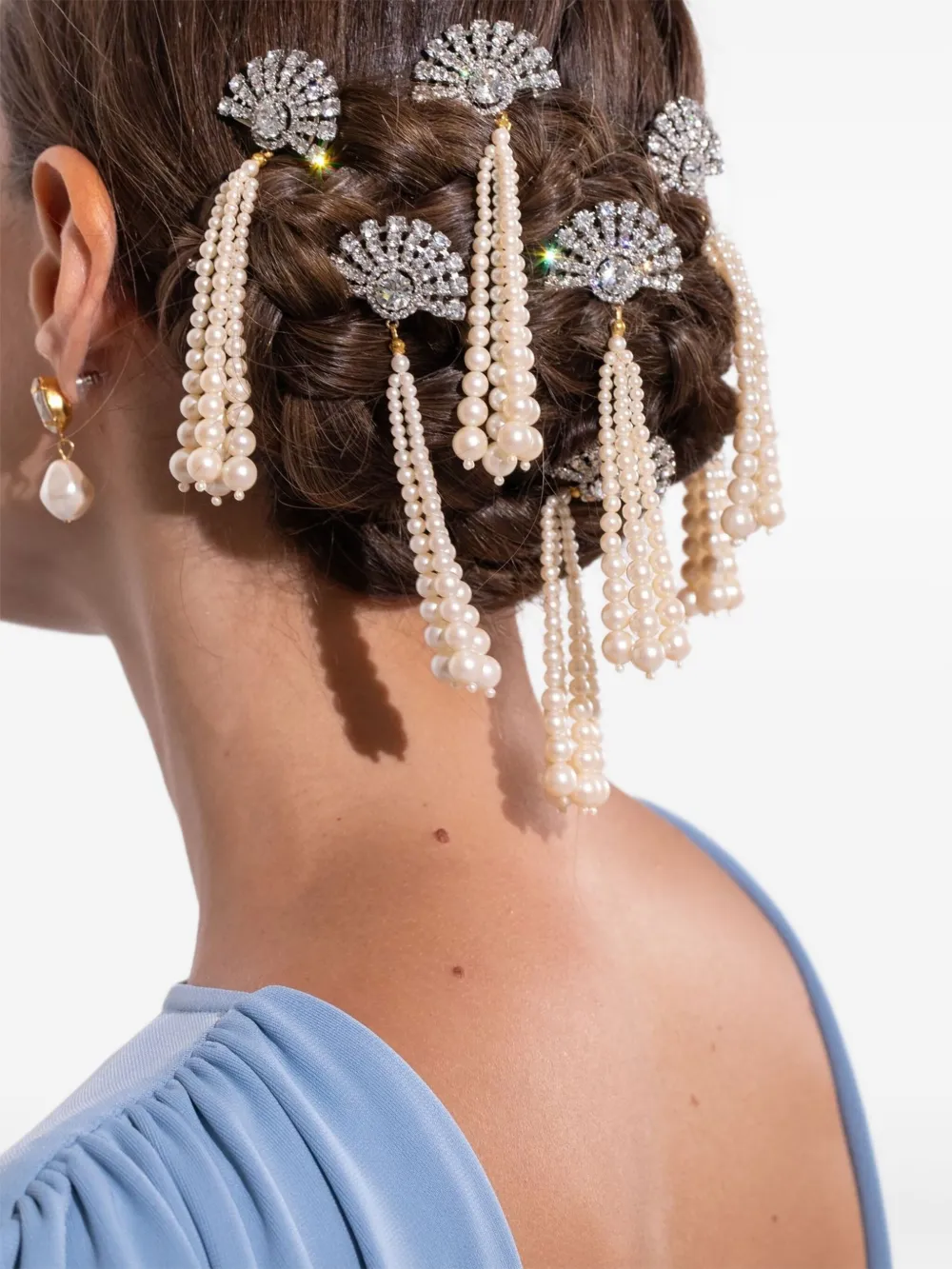 Jennifer Behr Winifred haarspeld met kristallen en parel Zilver