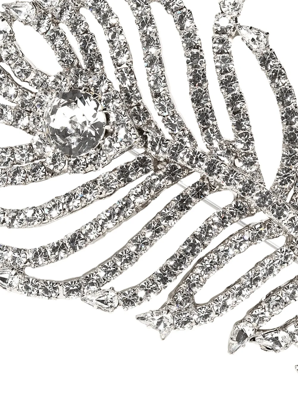 Jennifer Behr Crystal Pluma Brooch In Silver