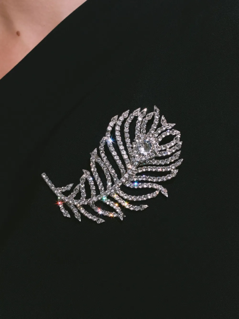 Jennifer Behr Crystal Pluma Brooch In Silver