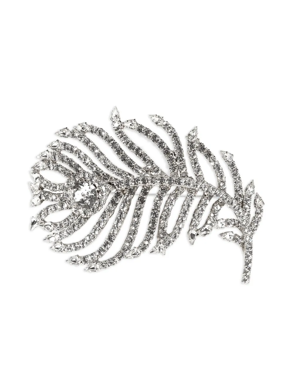 Jennifer Behr Crystal Pluma Brooch In Silver
