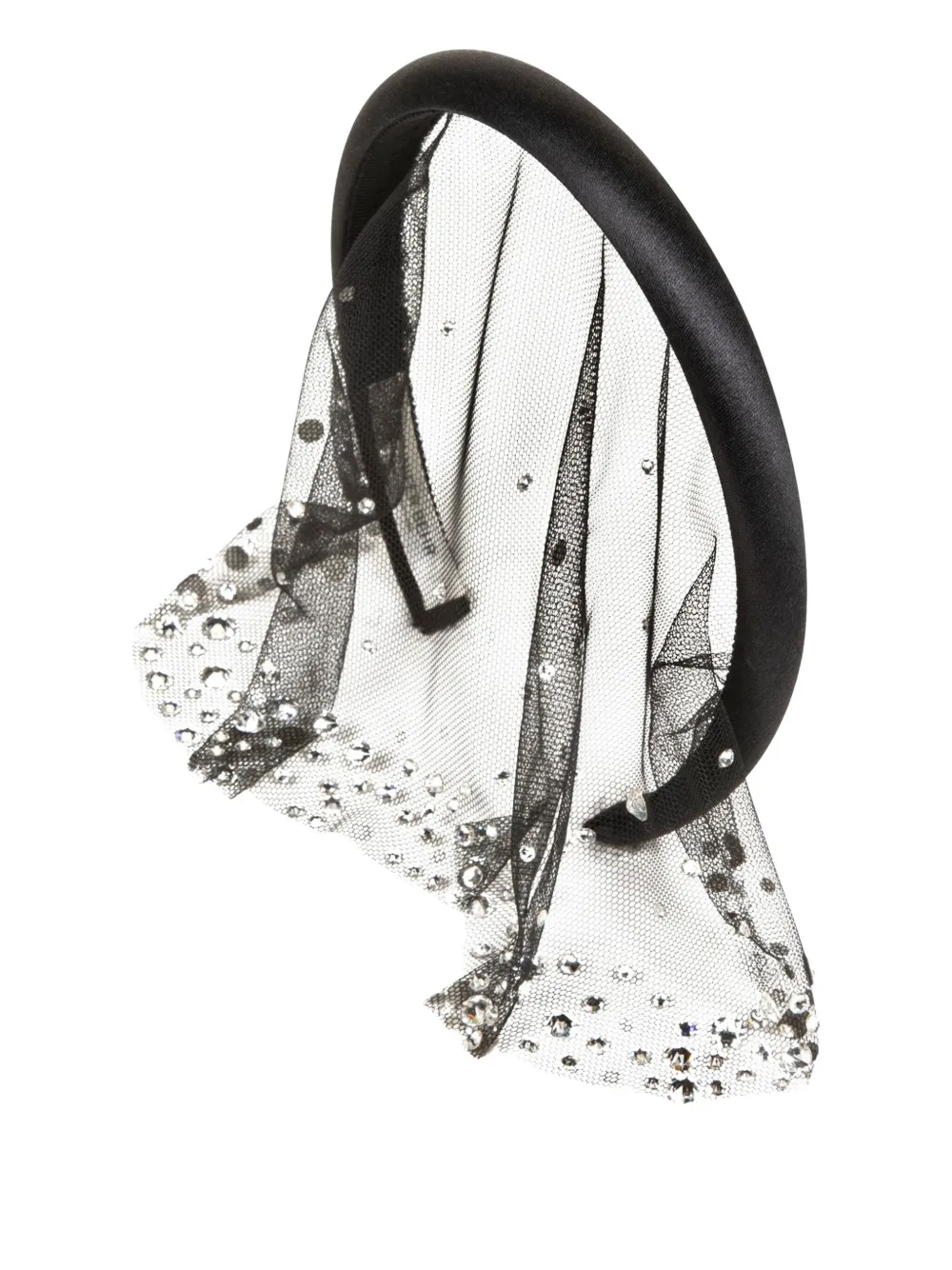 Jennifer Behr Cerchietto Sydney con veletta e cristalli - Nero