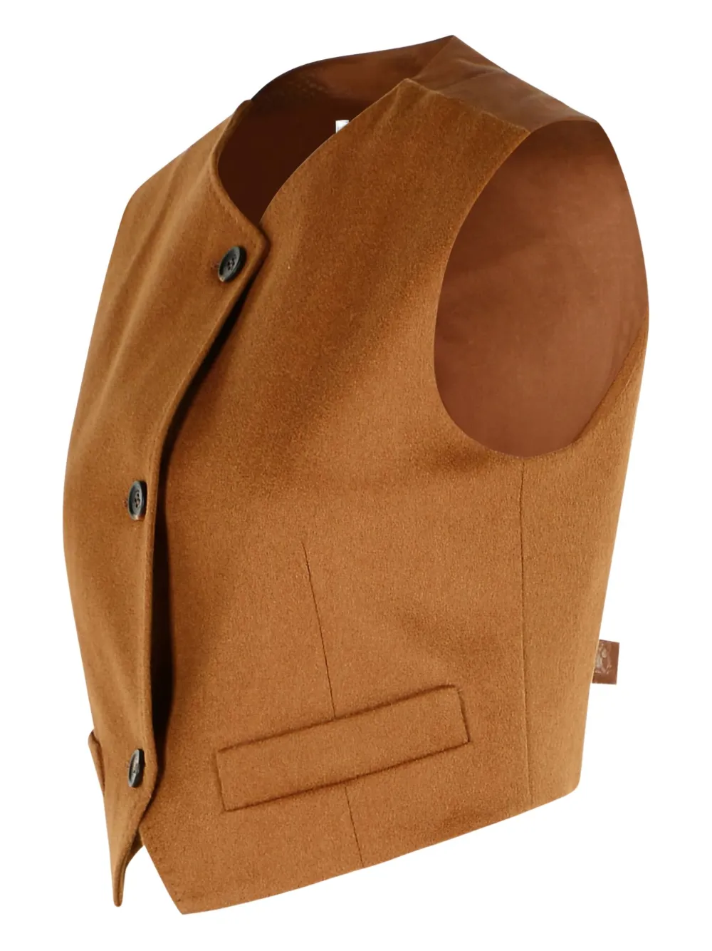 Max Mara Buttoned Buckle Edda Vest In Brown