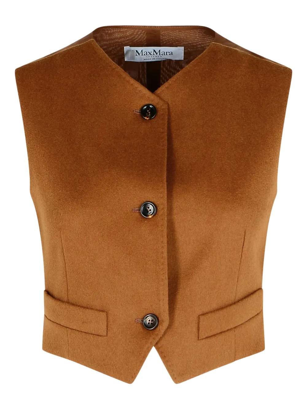 Max Mara Buttoned Buckle Edda Vest In Brown