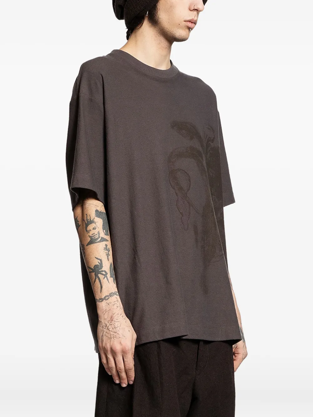 Ziggy Chen Digital Print Oversized T-shirt In Brown
