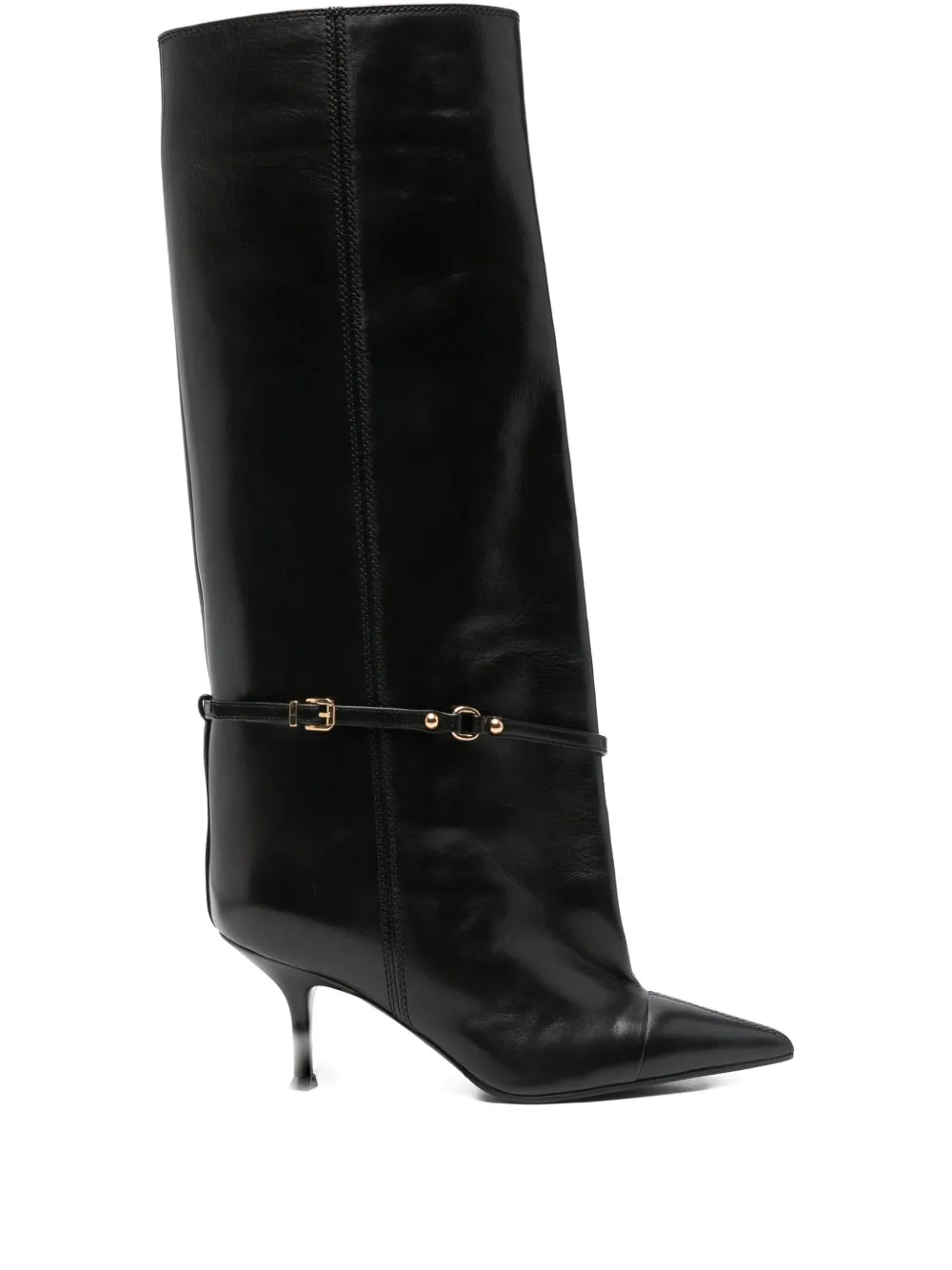 Lella Baldi Buckle-strap Knee-high Boots In Black