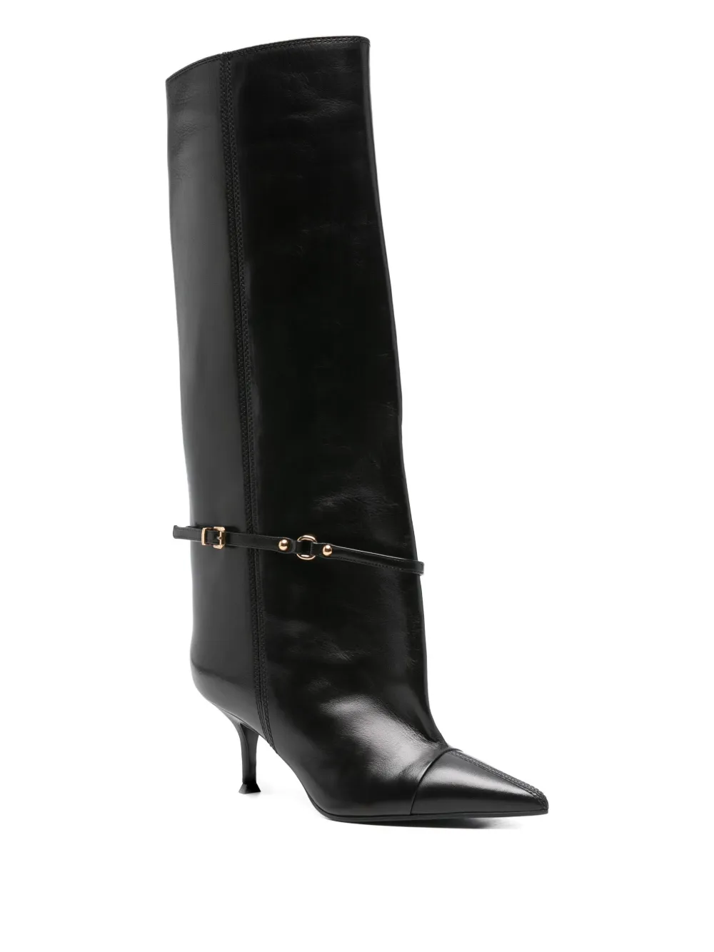Lella Baldi Buckle-strap Knee-high Boots In Black