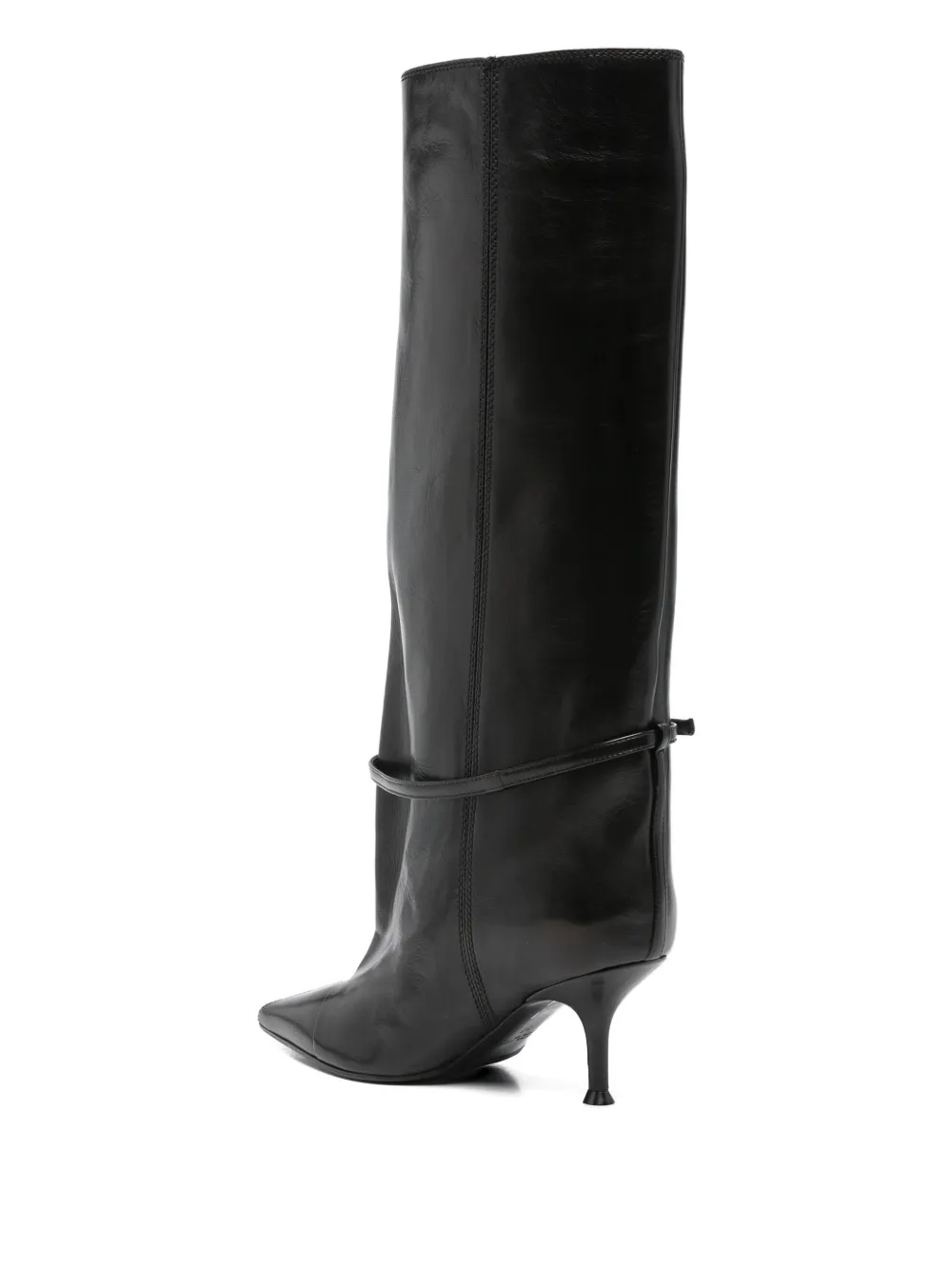 Lella Baldi Buckle-strap Knee-high Boots In Black