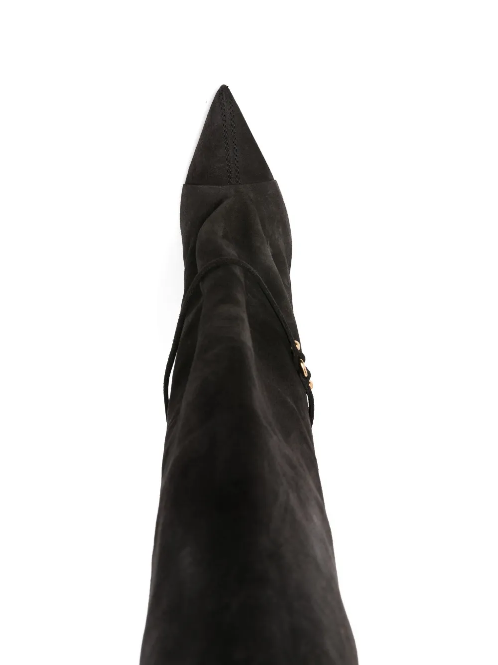 Lella Baldi Pointed-toe Buckled Knee-high Boots In Black