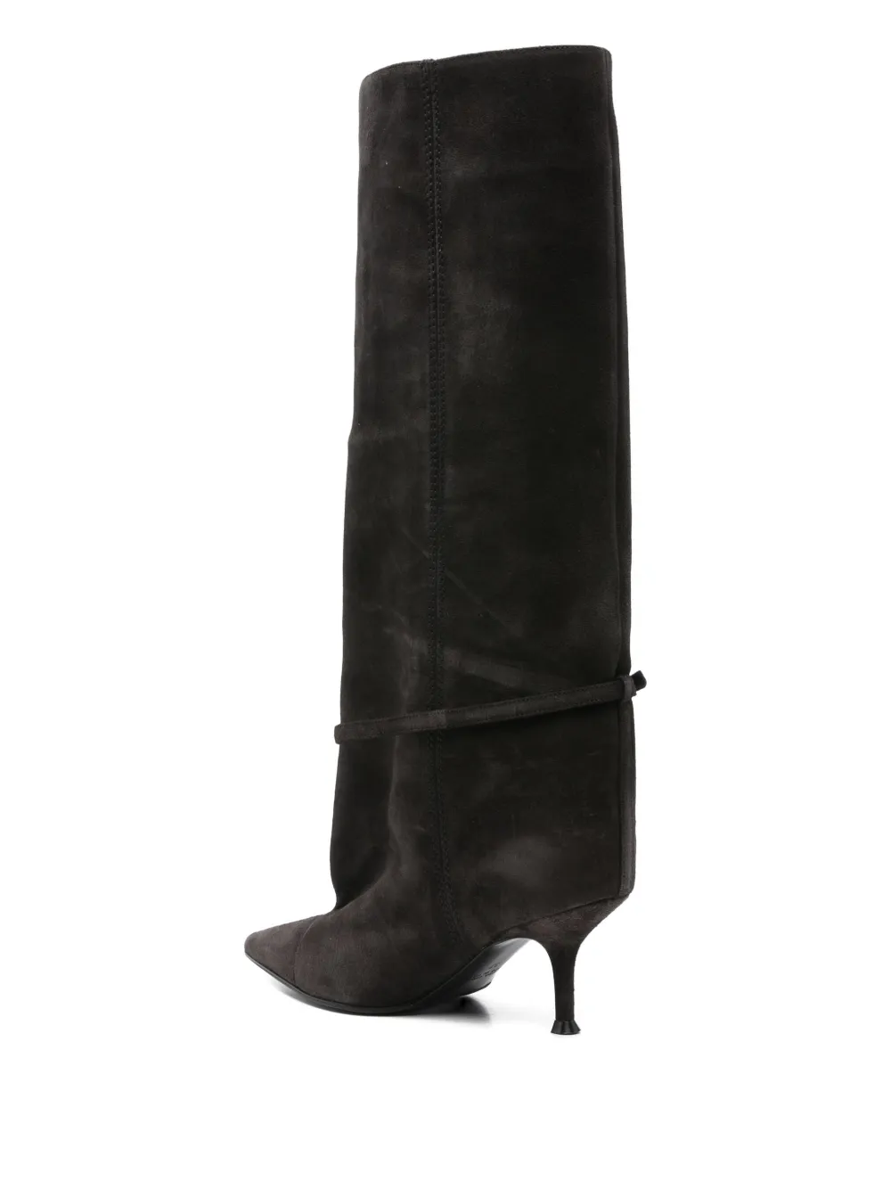 Lella Baldi Pointed-toe Buckled Knee-high Boots In Black