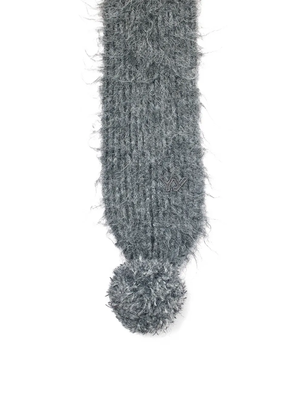 Open YY shaggy pompon scarf | Grey | Image 1