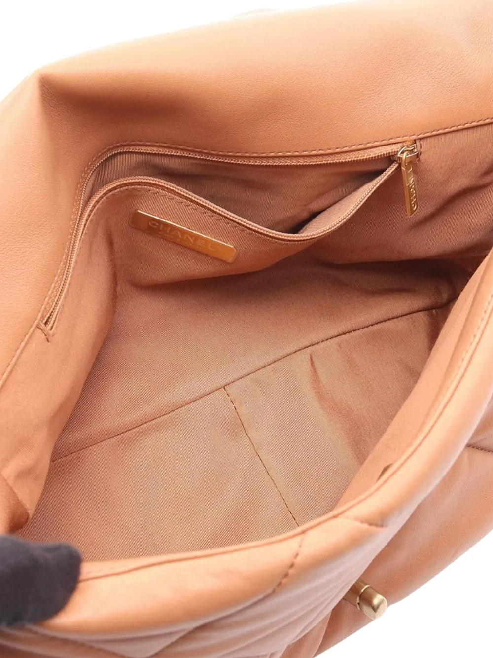 Pre-owned Chanel 2021-2025 Maxi Lambskin 19 Flap Satchel In Brown