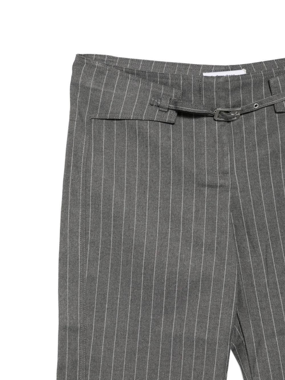 Gimaguas Nicole Pinstripe Buckled-waist Trousers In Gray