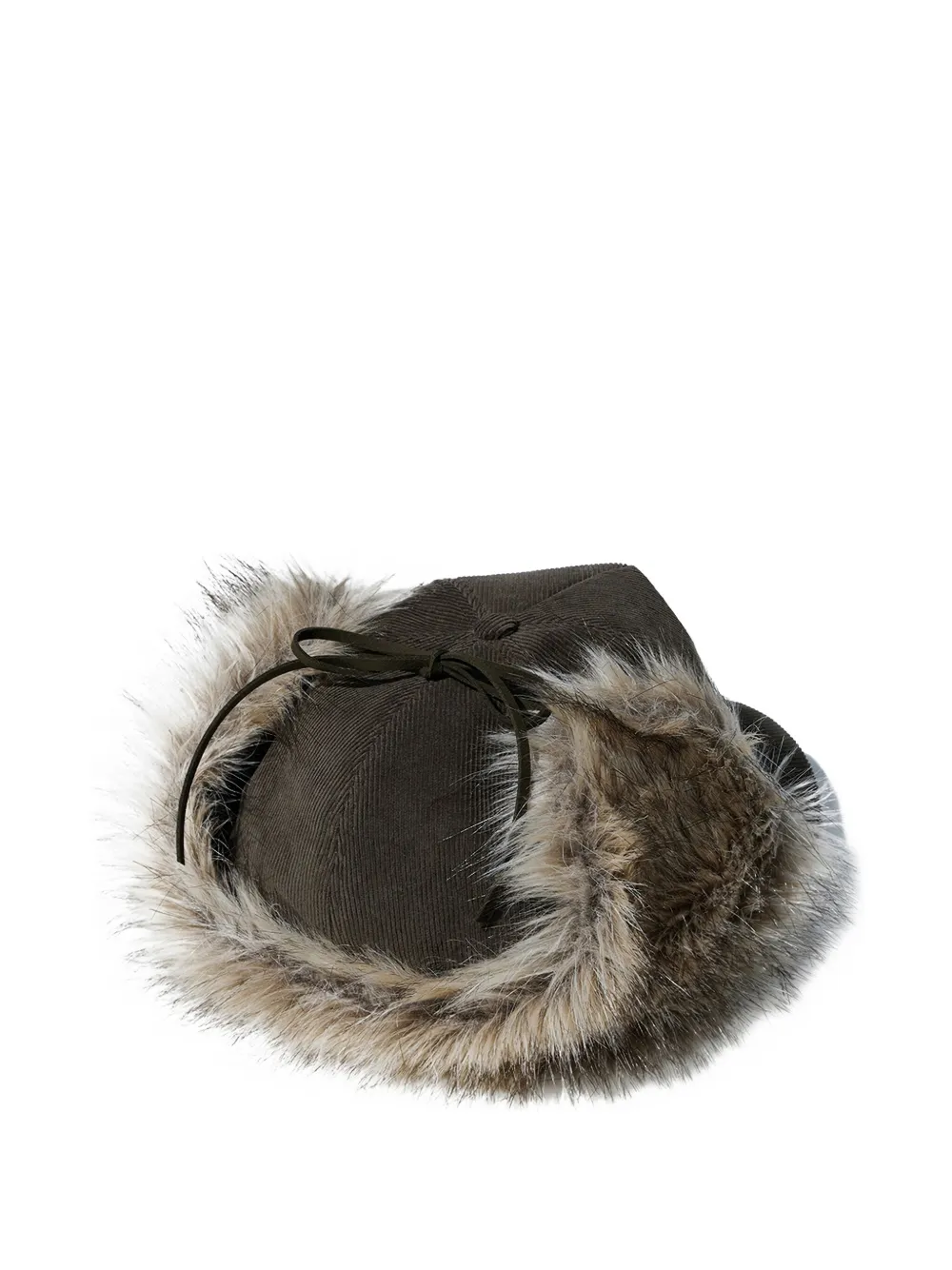 Open Yy Faux-fur Corduroy Earflap Hat In Black