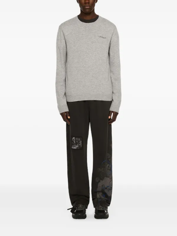 Off-White Quote crew-neck Sweater Grey FARFETCH IN