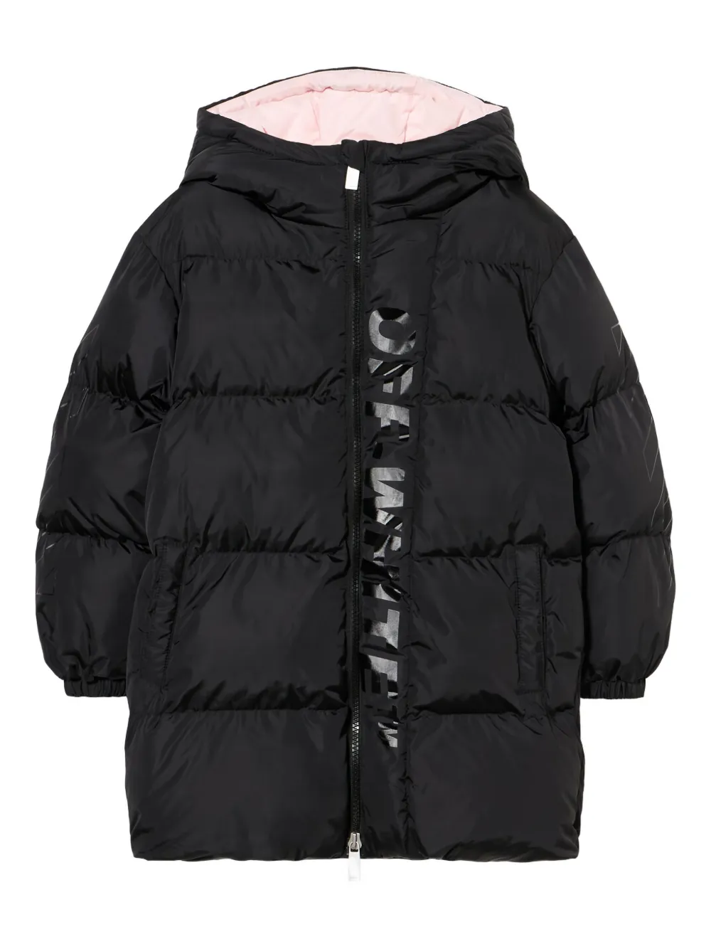 Off-White Kids フーデッド パデッド コート - ブラック Off-White Kids フーデッド パデッド コート - ブラック