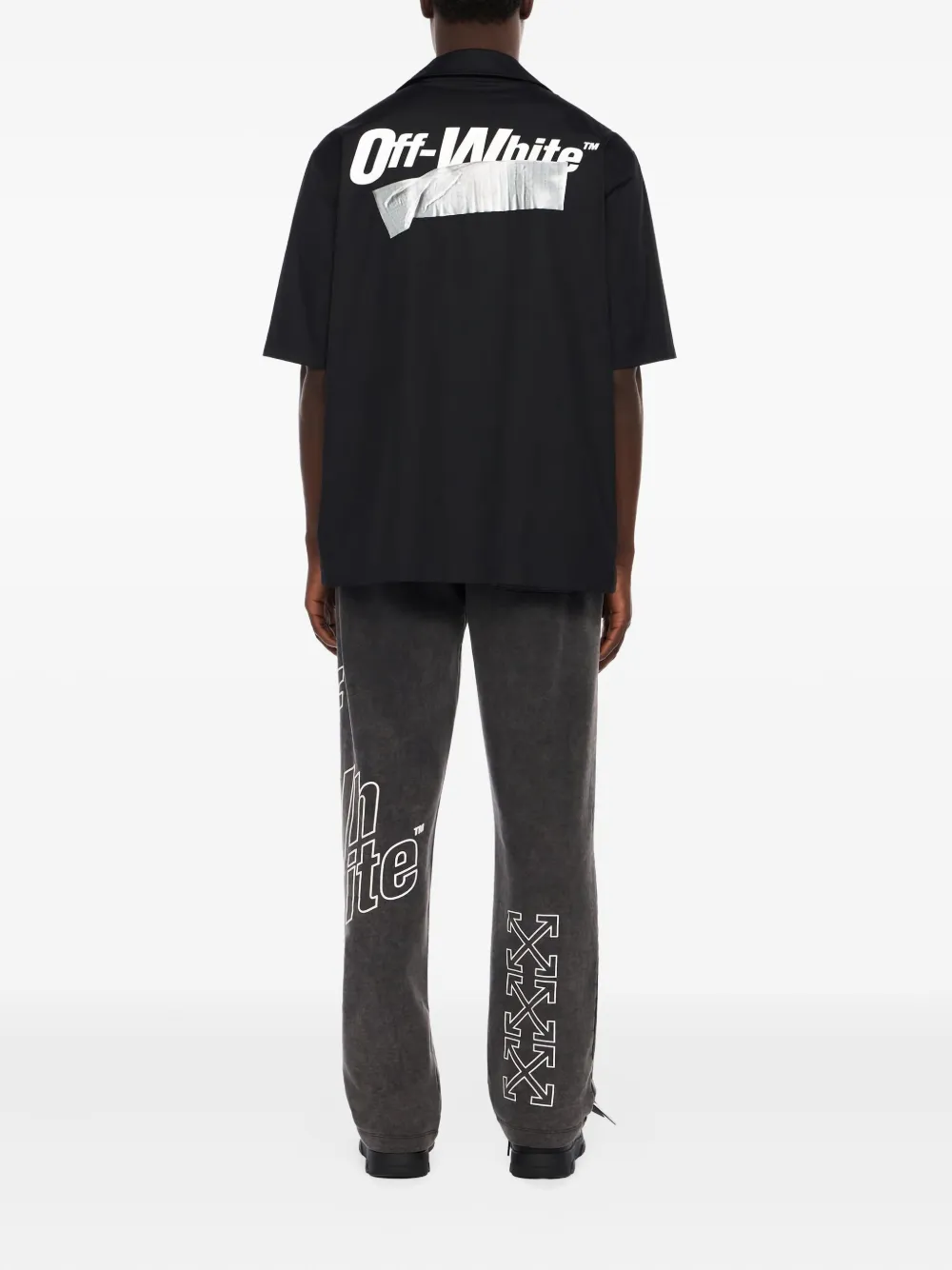 Off-White Bowlingshirt met logoband Zwart