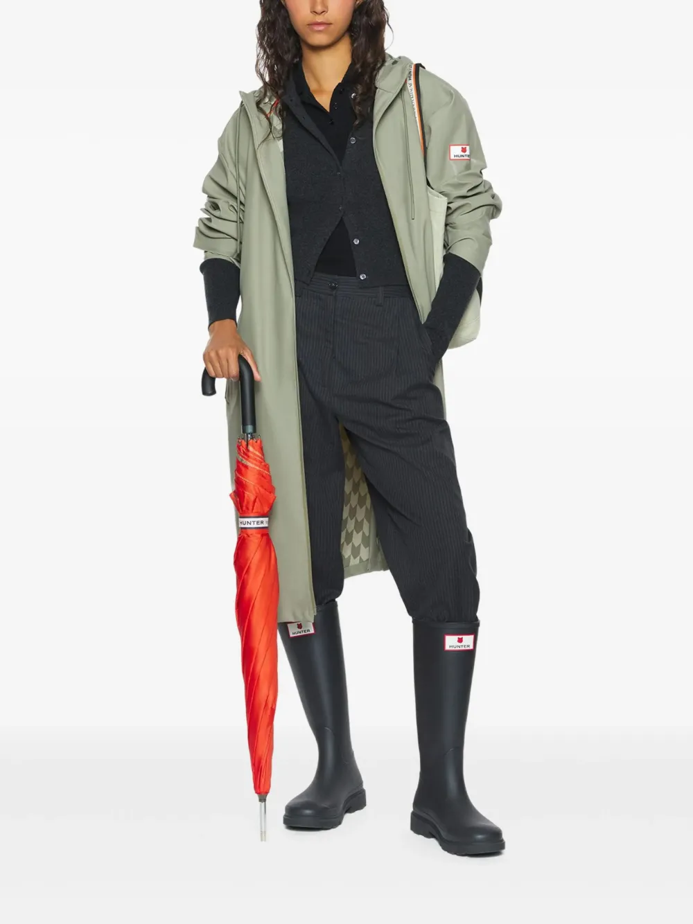 Maison Kitsuné x Hunter regenjas met capuchon Beige