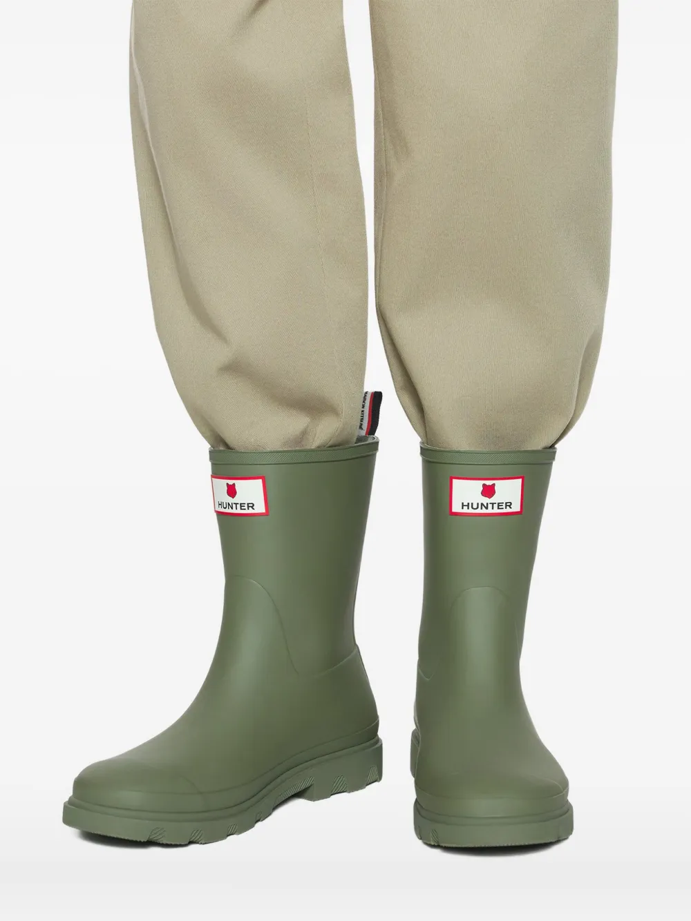 Maison Kitsuné X Hunter Downpour Short Rain Boots In Green