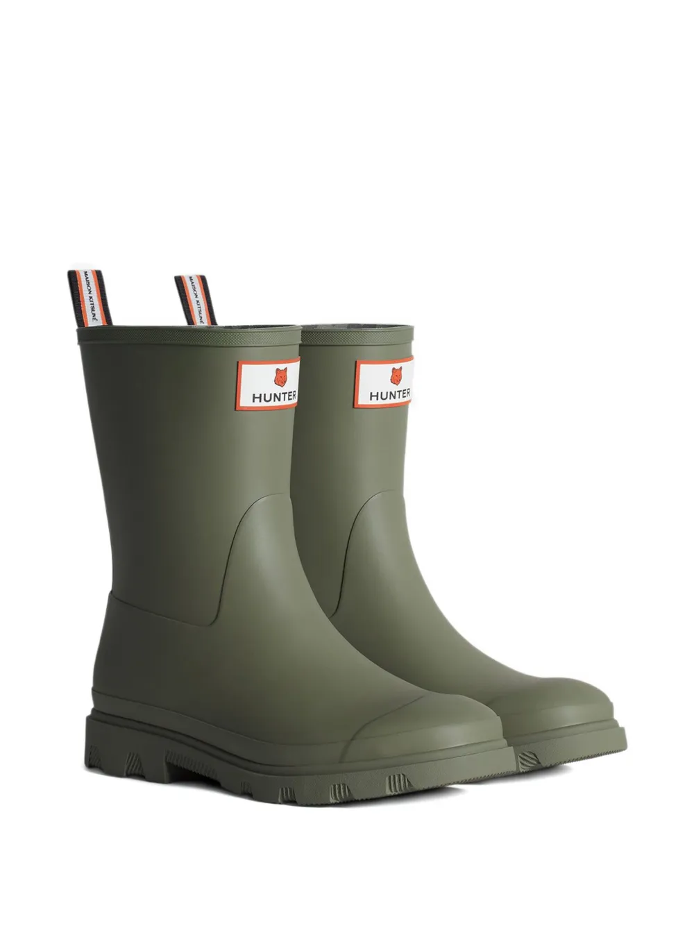 Maison Kitsuné X Hunter Downpour Short Rain Boots In Green