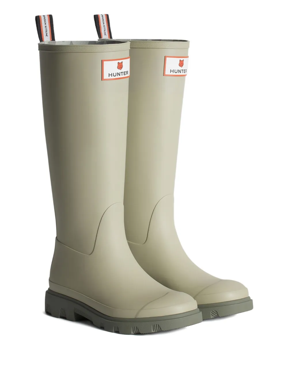 Maison Kitsuné X Hunter Downpour Tall Rain Boots In Gray