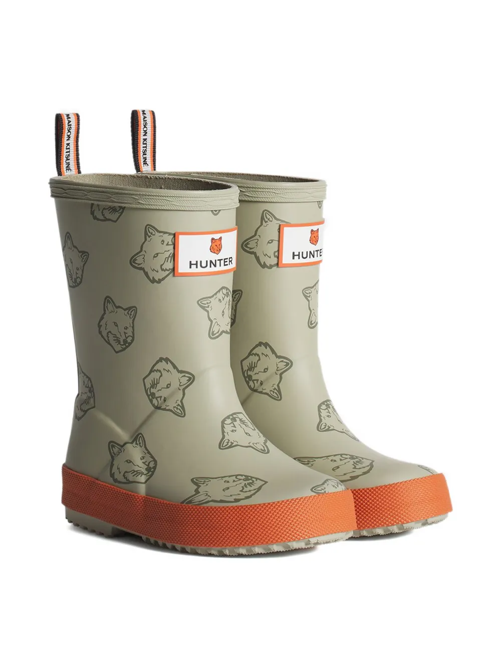 MAISON KITSUNE KIDS x Hunter Fox Heads rain boots Groen