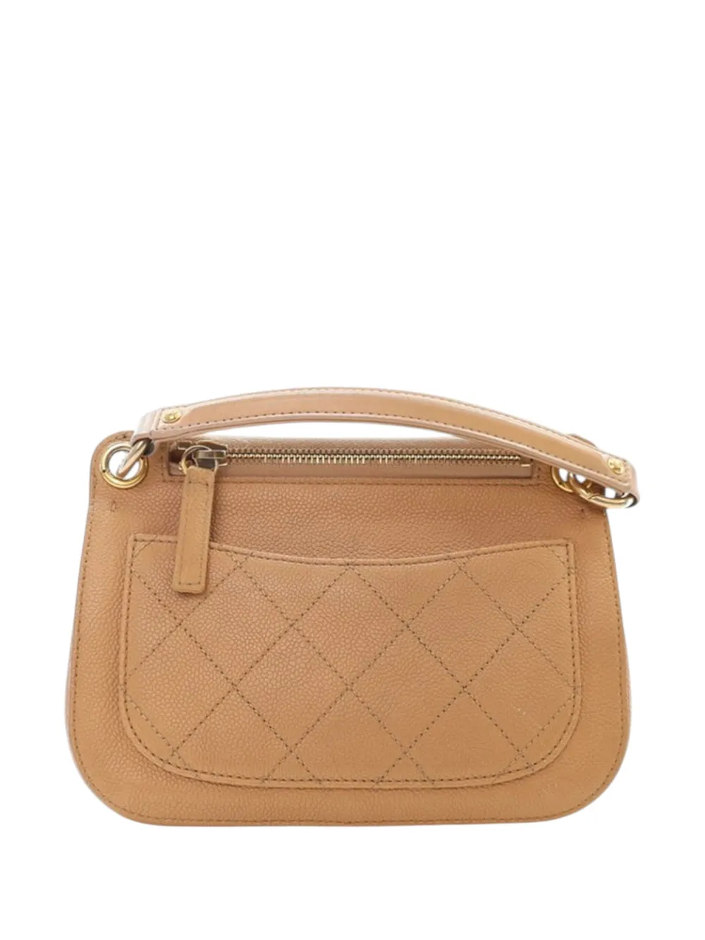 Pre-owned Chanel 2016-2017 Small Stitched Caviar Cc Lock Top Handle Flap Satchel