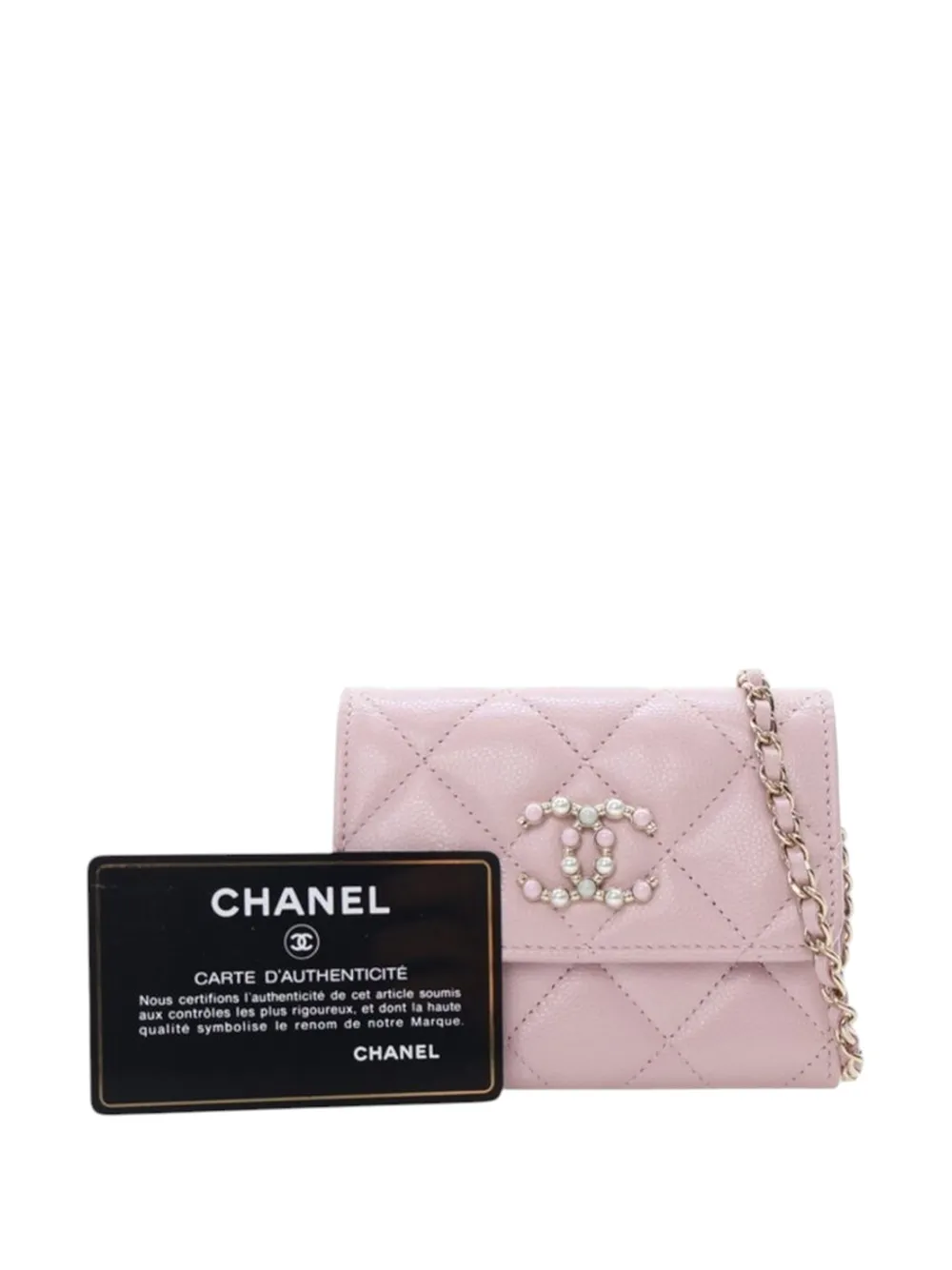 CHANEL Pre-Owned 2021 Quilted Caviar Coco Candy Card Holder on Chain crossbody bag | Pre-Owned | Image 2