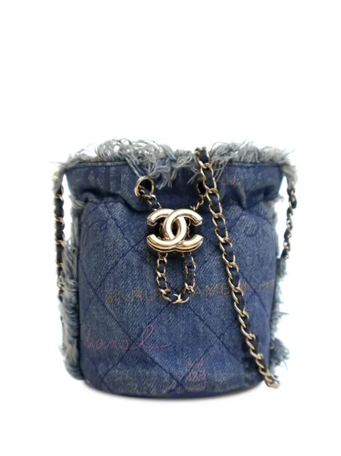 CHANEL Pre-Owned 2021 Mini Denim Mood with Chain bucket bag