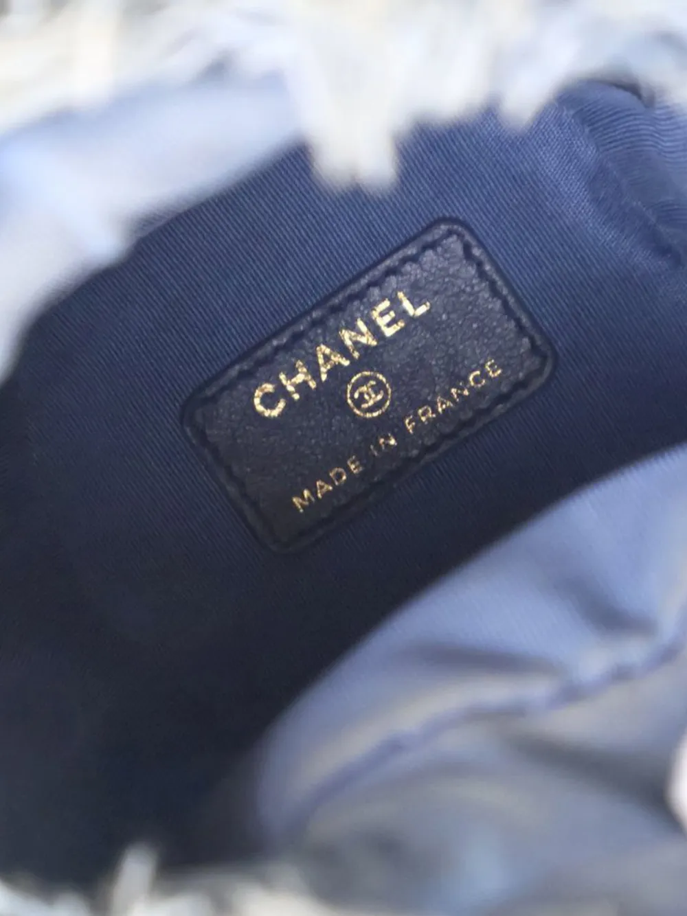 Pre-owned Chanel 2021 Mini Denim Mood With Chain Bucket Bag In Blue