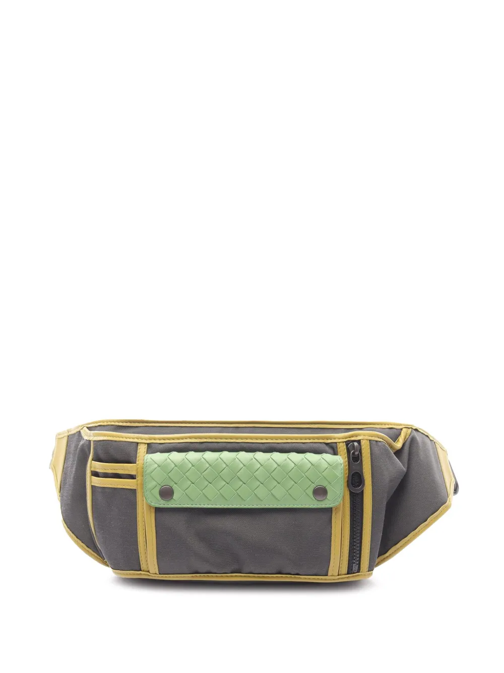 Pre-owned Bottega Veneta 2012-2025 Canvas And Intrecciato Belt Bag In Gray