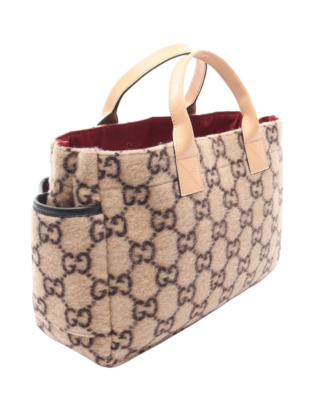 Pre-owned Gucci 2016-2025 Gg Wool Children's Handbag In Brown