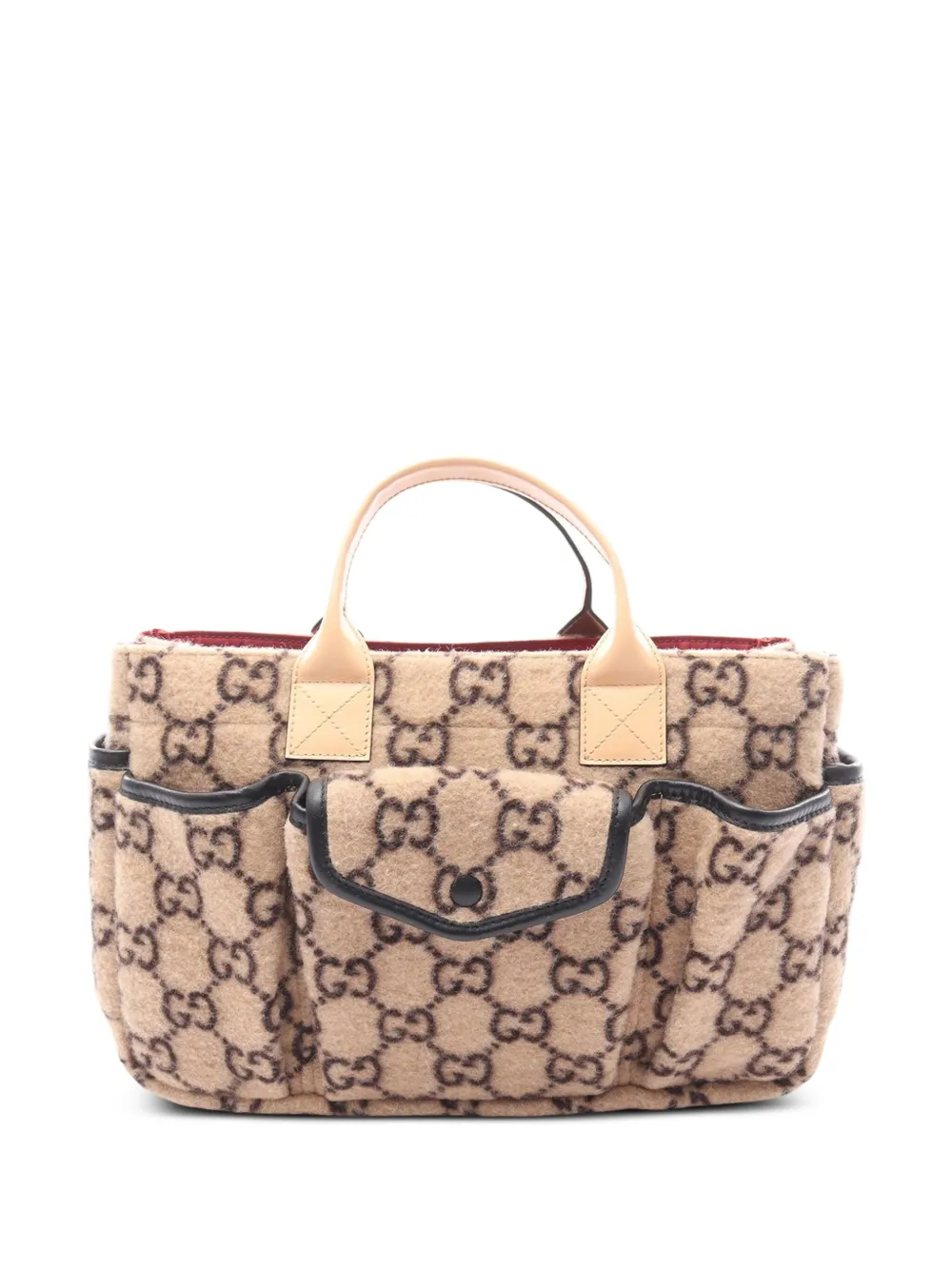 Pre-owned Gucci 2016-2025 Gg Wool Children's Handbag In Brown