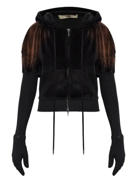 KNWLS Paris zip-fastening velvet hoodie