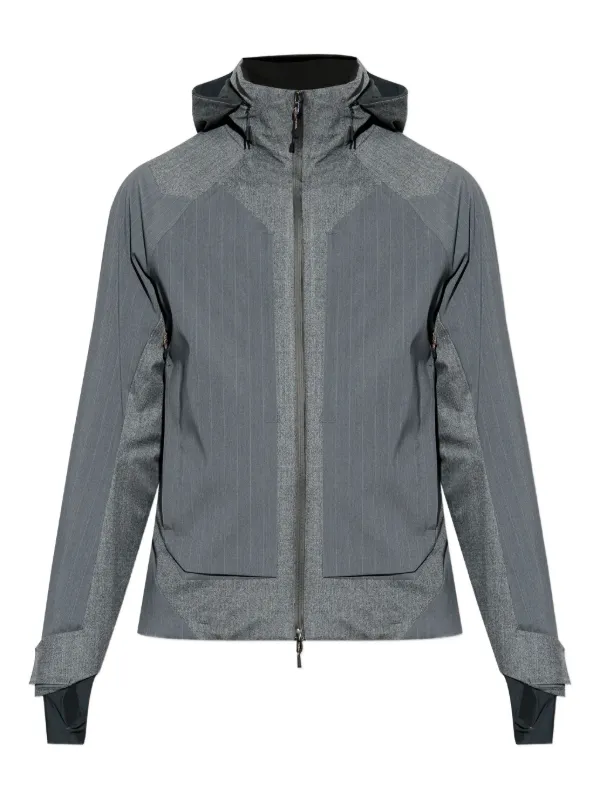 Sease Hooded Striped Jacket in Grey