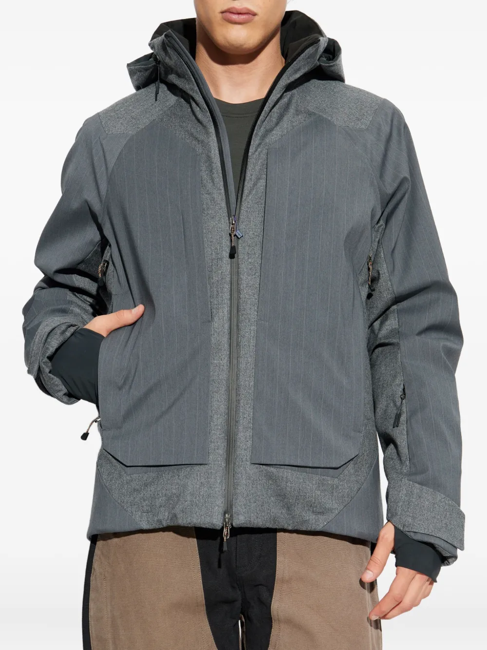 Sease Hooded Striped Jacket In Gray