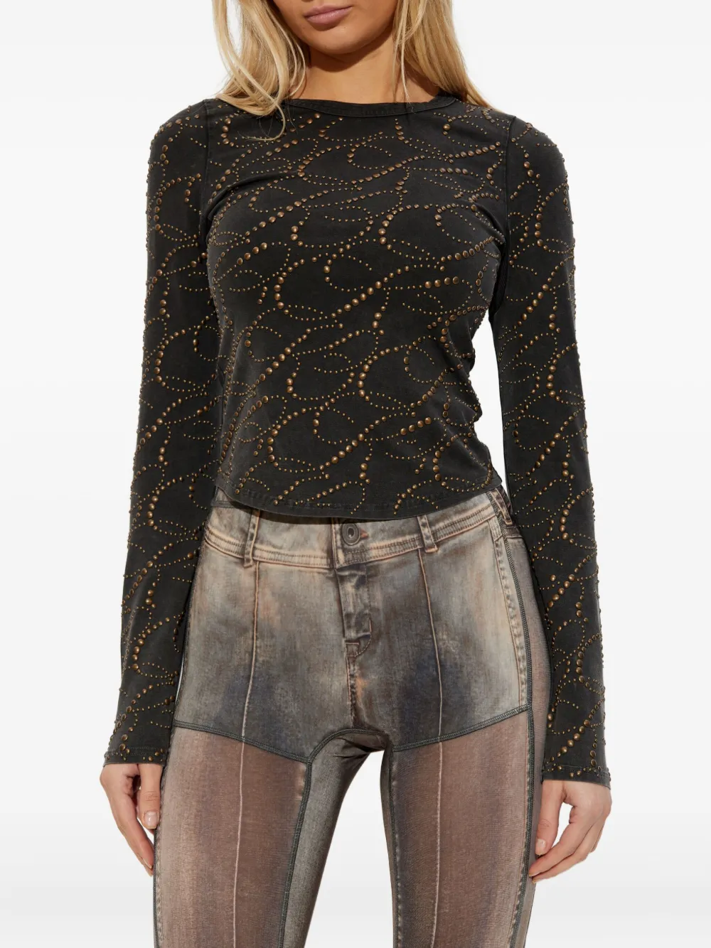 Knwls Cally Studded Top In Black