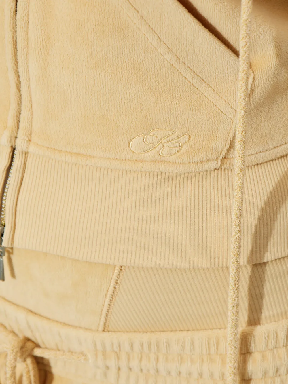 KNWLS Paris fluwelen hoodie met ritssluiting Geel