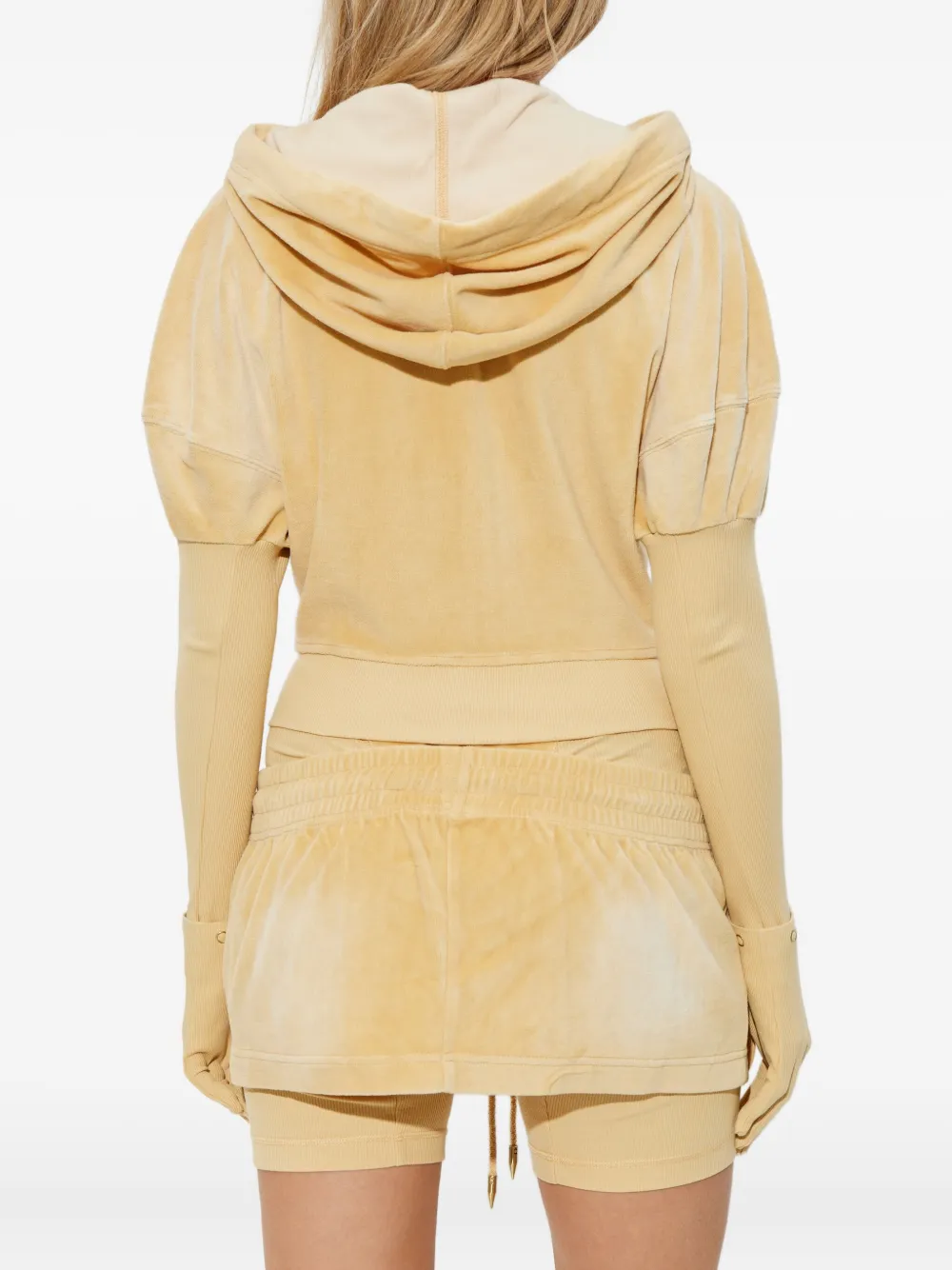 KNWLS Paris fluwelen hoodie met ritssluiting Geel