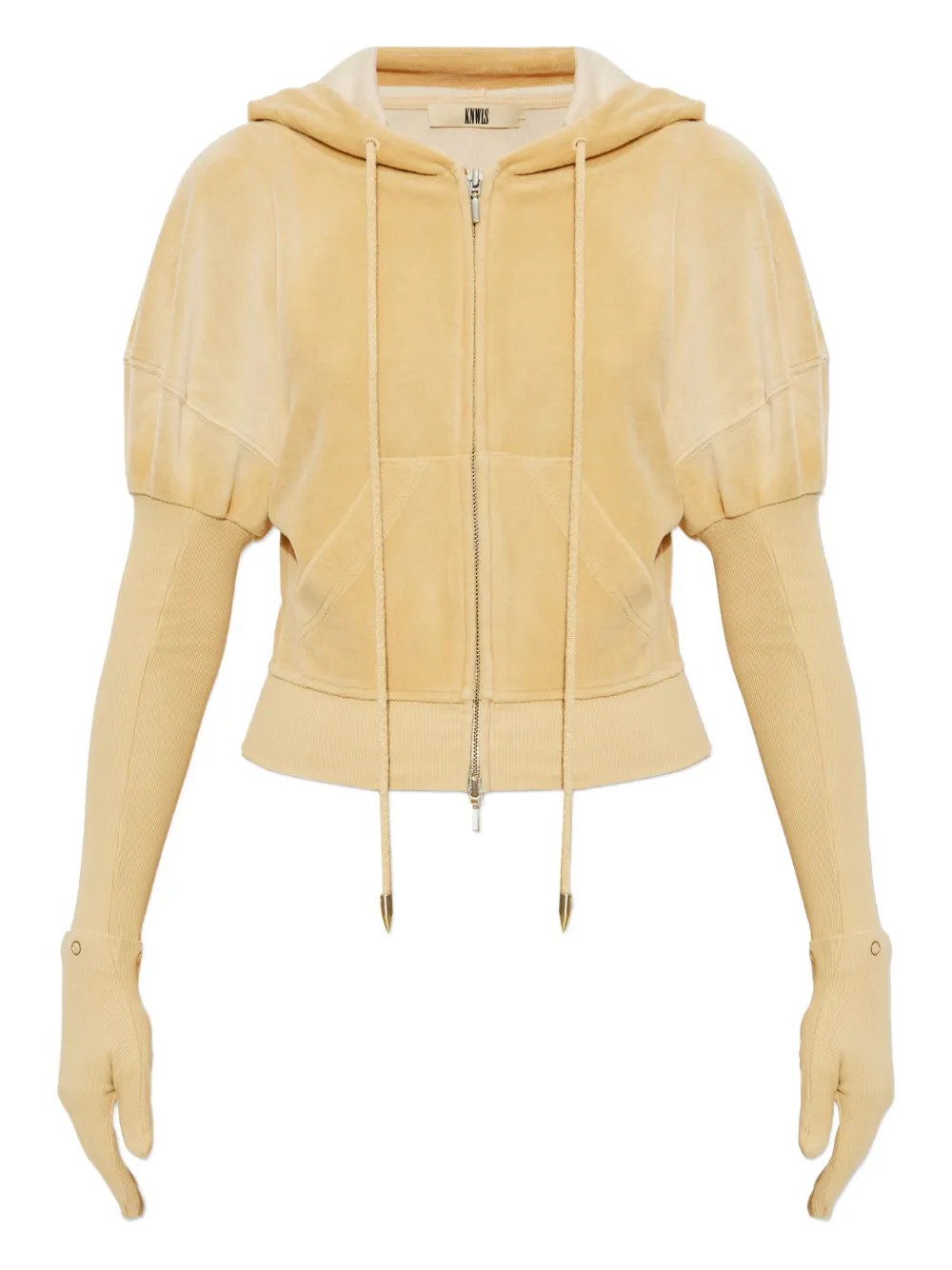 KNWLS Paris zip-fastening velvet hoodie | Yellow | Image 1
